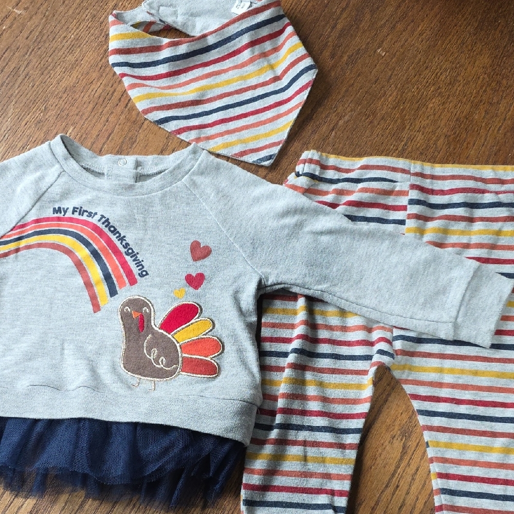 Gray and Multicolor Kids Thanksgiving Matching Set